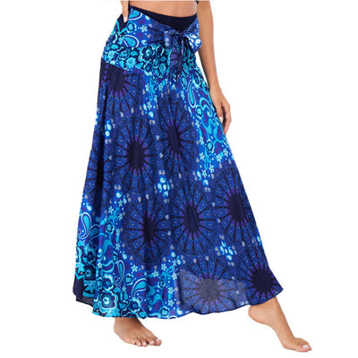 Robe style bohème Foviel deux façons de porter motif fleur mandala goutte d'eau à lacets