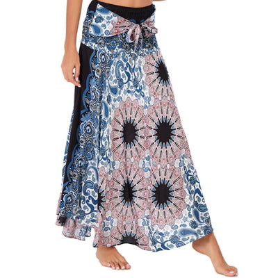 Robe style bohème Foviel deux façons de porter motif fleur mandala goutte d'eau à lacets