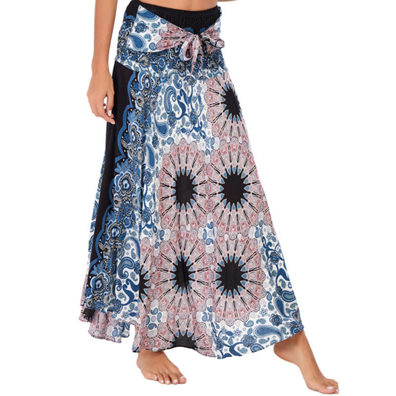 Robe style bohème Foviel deux façons de porter motif fleur mandala goutte d'eau à lacets