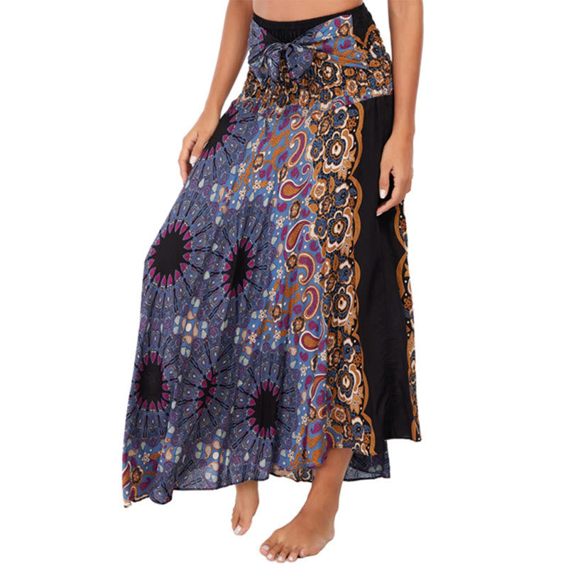 Robe style bohème Foviel deux façons de porter motif fleur mandala goutte d'eau à lacets