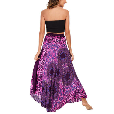 Robe style bohème Foviel deux façons de porter motif fleur mandala goutte d'eau à lacets