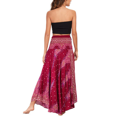 Foviel Zwei Stil tragen Boho Sommer Peacock Feather Schnürung Rock Kleid