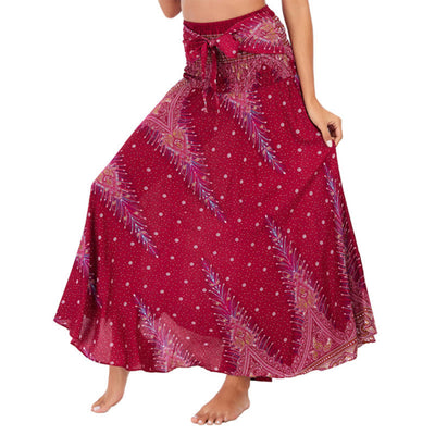 Foviel Zwei Stil tragen Boho Sommer Peacock Feather Schnürung Rock Kleid