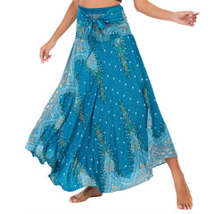 Foviel Zwei Stil tragen Boho Sommer Peacock Feather Schnürung Rock Kleid