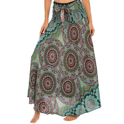 Robe jupe bohème à lacets motif fleur mandala style deux en un Foviel
