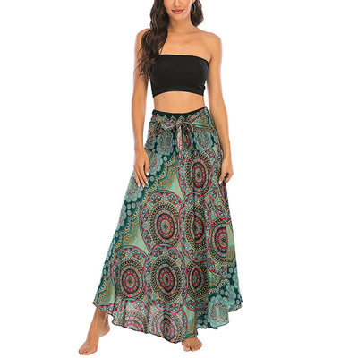 Robe jupe bohème à lacets motif fleur mandala style deux en un Foviel