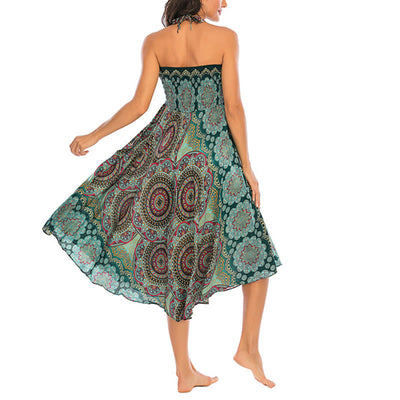 Robe jupe bohème à lacets motif fleur mandala style deux en un Foviel