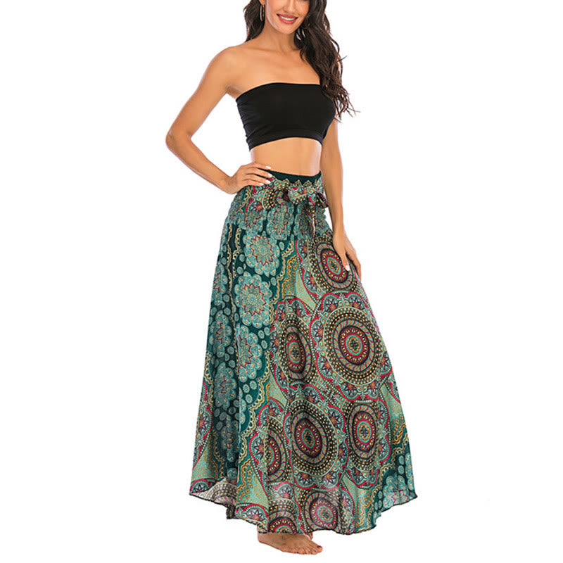 Robe jupe bohème à lacets motif fleur mandala style deux en un Foviel