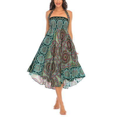 Robe jupe bohème à lacets motif fleur mandala style deux en un Foviel