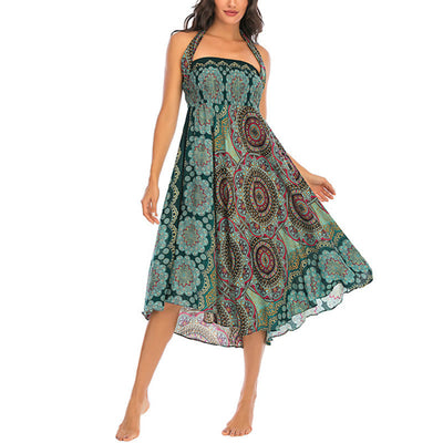Robe jupe bohème à lacets motif fleur mandala style deux en un Foviel
