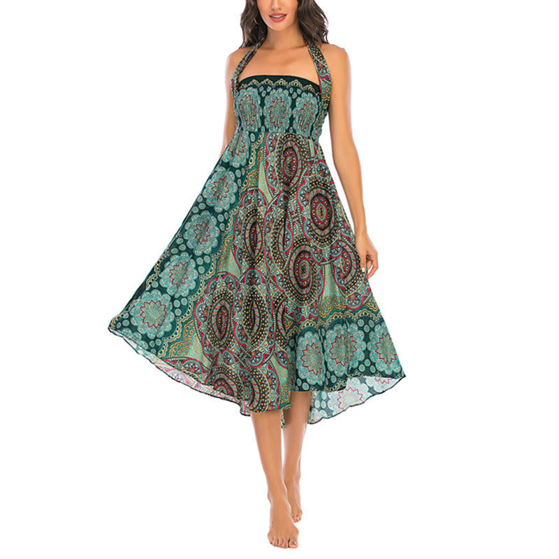 Robe jupe bohème à lacets motif fleur mandala style deux en un Foviel