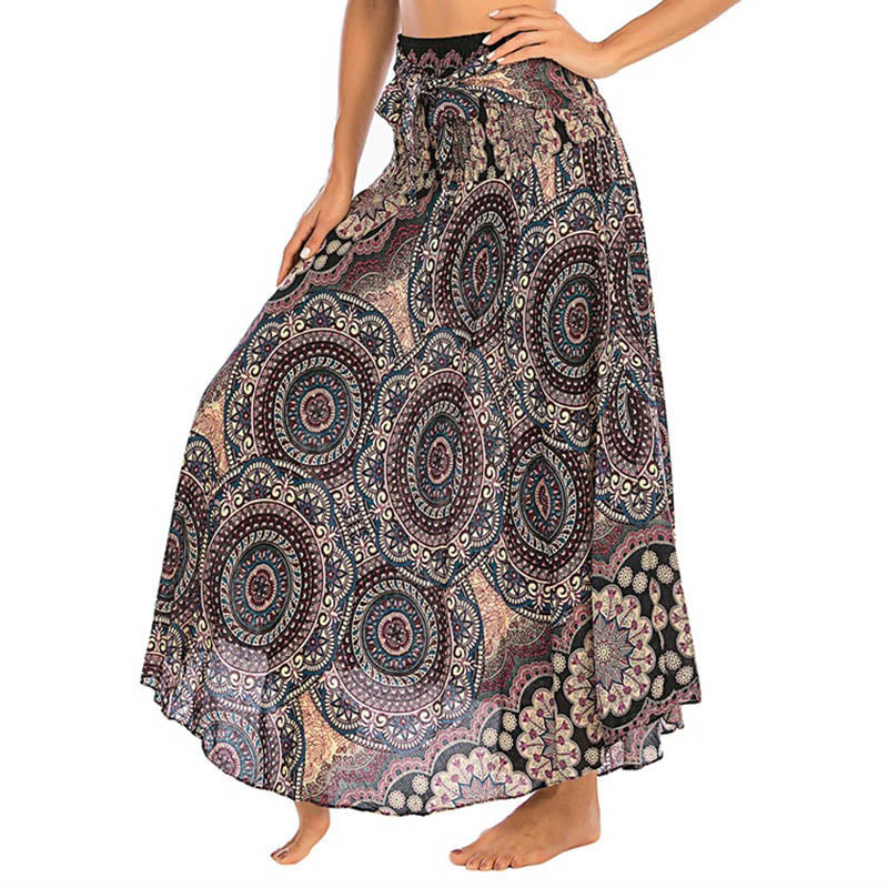 Robe jupe bohème à lacets motif fleur mandala style deux en un Foviel