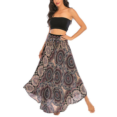 Robe jupe bohème à lacets motif fleur mandala style deux en un Foviel