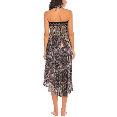 Robe jupe bohème à lacets motif fleur mandala style deux en un Foviel