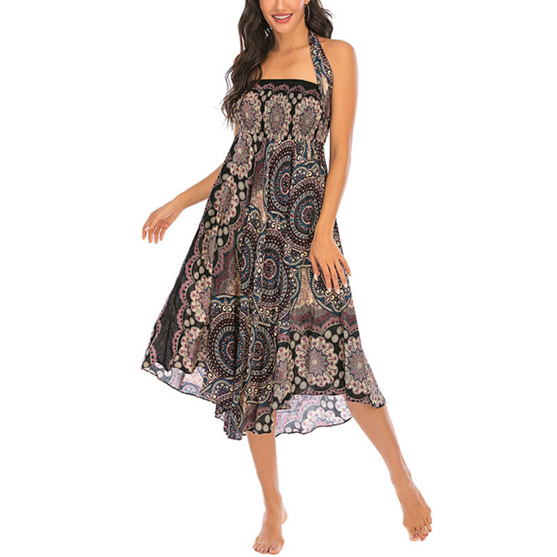 Robe jupe bohème à lacets motif fleur mandala style deux en un Foviel