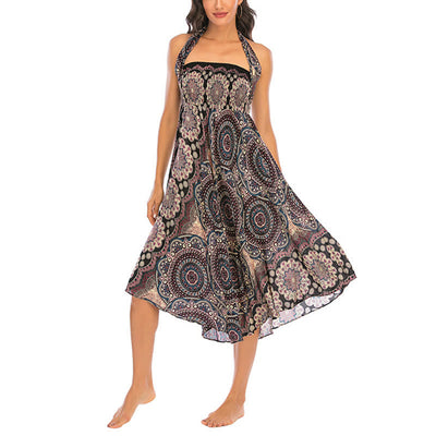 Robe jupe bohème à lacets motif fleur mandala style deux en un Foviel