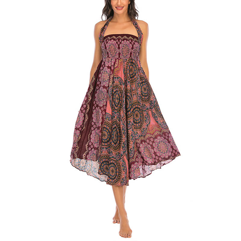 Robe jupe bohème à lacets motif fleur mandala style deux en un Foviel