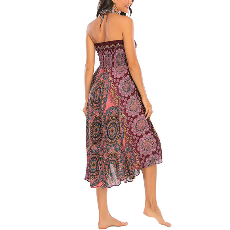 Robe jupe bohème à lacets motif fleur mandala style deux en un Foviel