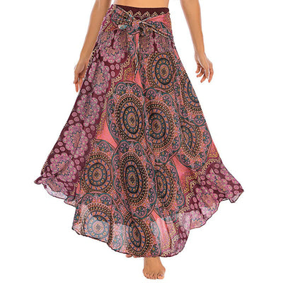 Robe jupe bohème à lacets motif fleur mandala style deux en un Foviel
