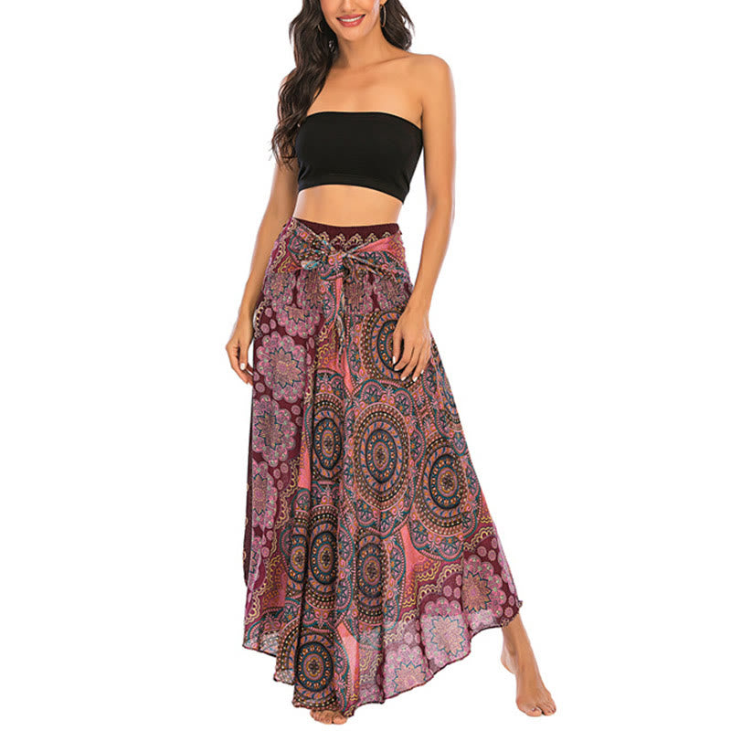 Robe jupe bohème à lacets motif fleur mandala style deux en un Foviel