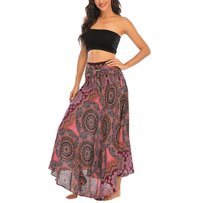 Robe jupe bohème à lacets motif fleur mandala style deux en un Foviel