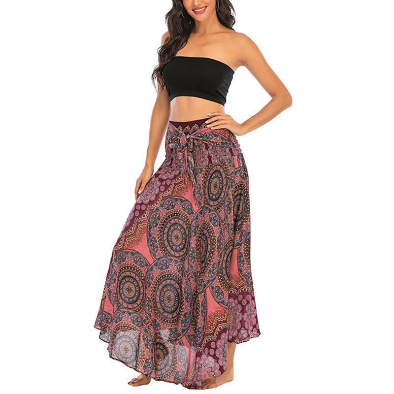 Robe jupe bohème à lacets motif fleur mandala style deux en un Foviel