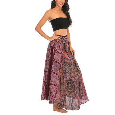 Robe jupe bohème à lacets motif fleur mandala style deux en un Foviel