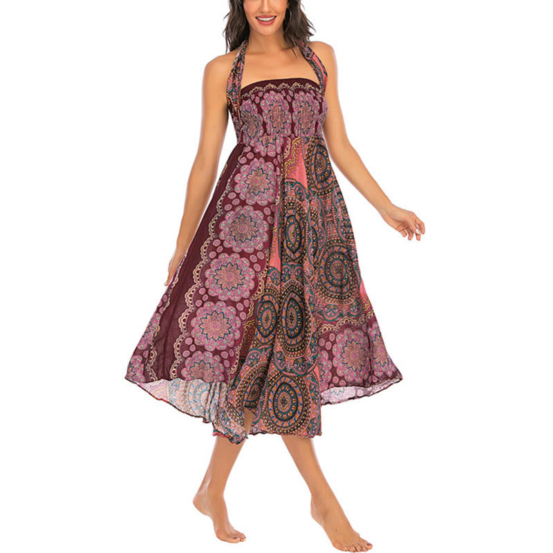 Robe jupe bohème à lacets motif fleur mandala style deux en un Foviel