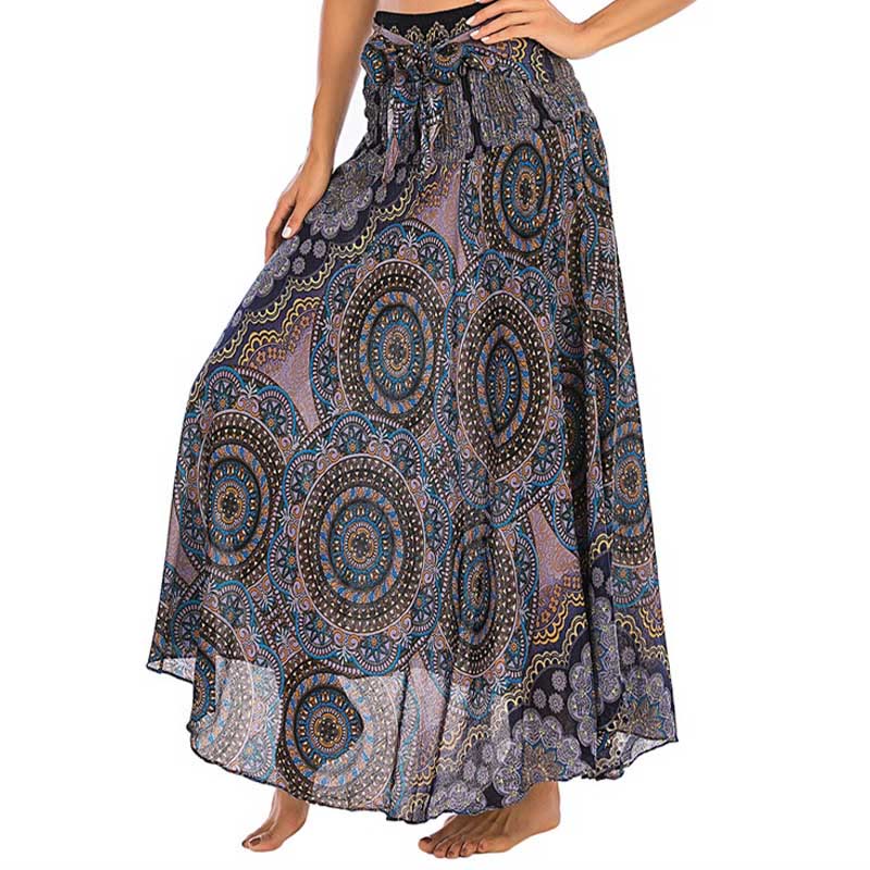 Robe jupe bohème à lacets motif fleur mandala style deux en un Foviel