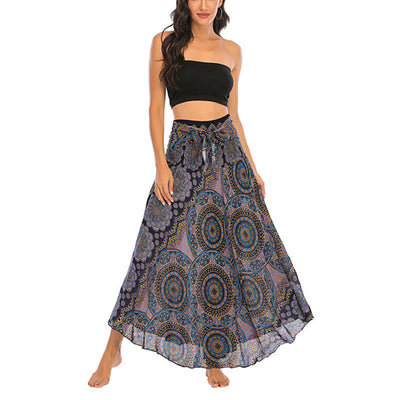 Robe jupe bohème à lacets motif fleur mandala style deux en un Foviel
