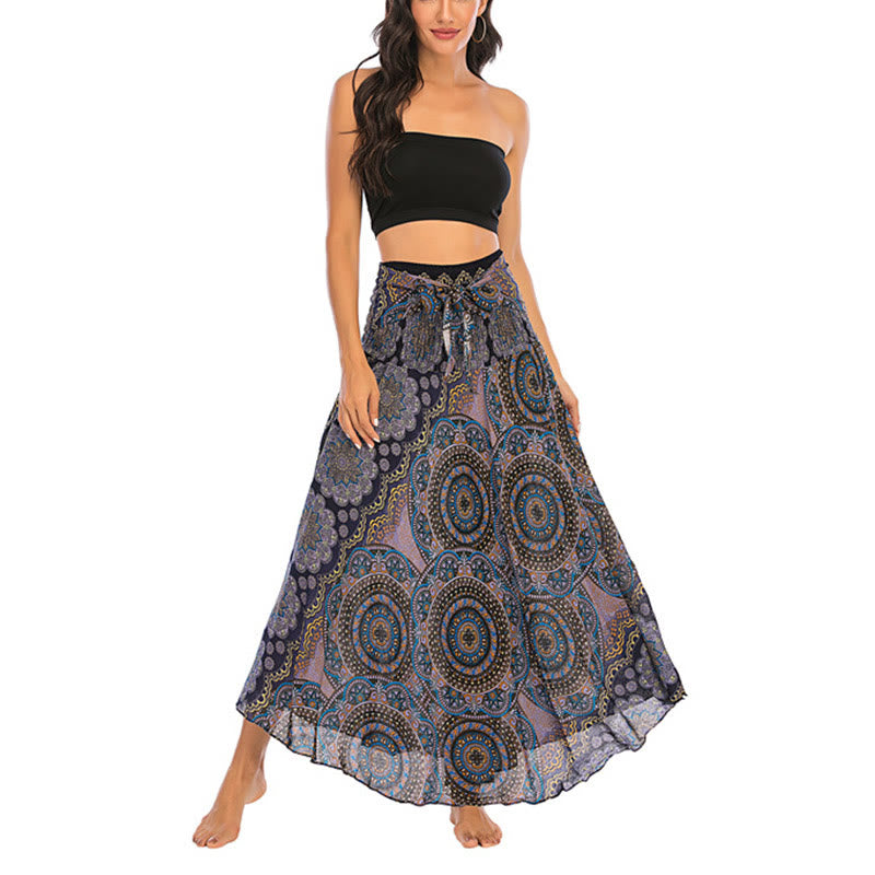 Robe jupe bohème à lacets motif fleur mandala style deux en un Foviel