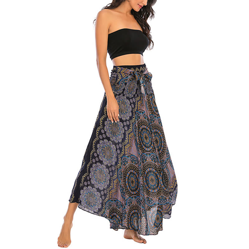Robe jupe bohème à lacets motif fleur mandala style deux en un Foviel