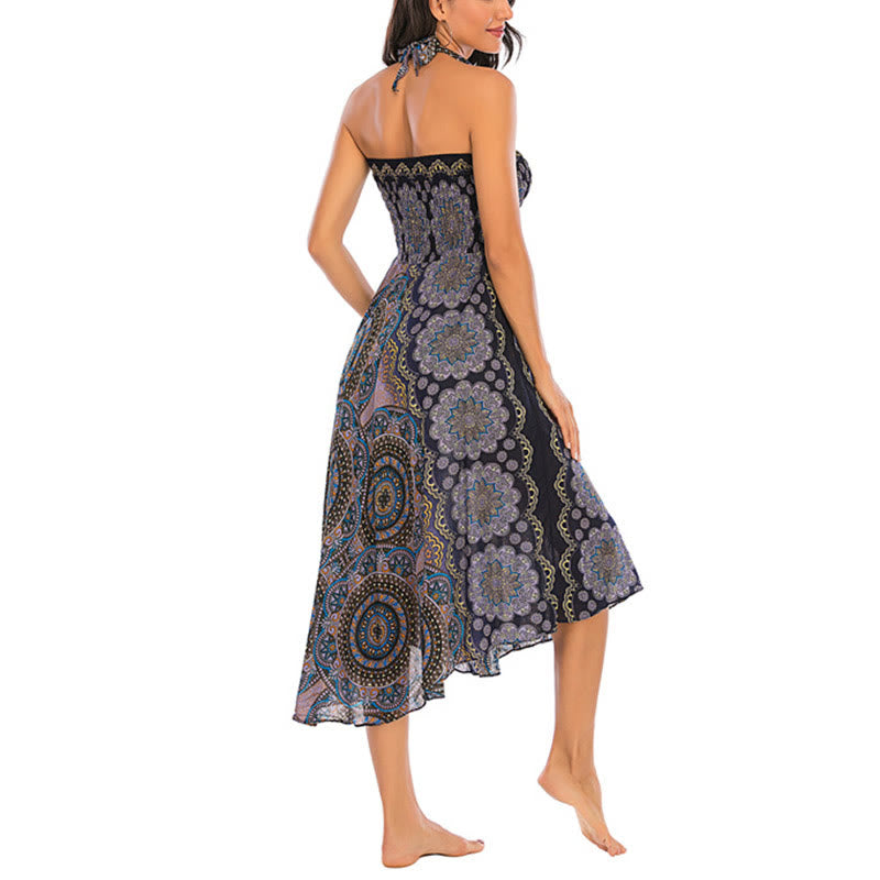 Robe jupe bohème à lacets motif fleur mandala style deux en un Foviel