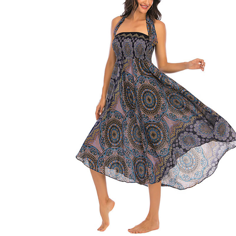 Robe jupe bohème à lacets motif fleur mandala style deux en un Foviel