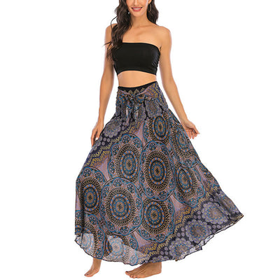 Robe jupe bohème à lacets motif fleur mandala style deux en un Foviel