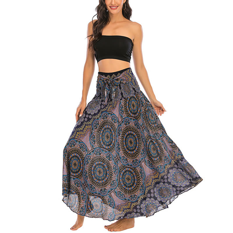 Robe jupe bohème à lacets motif fleur mandala style deux en un Foviel