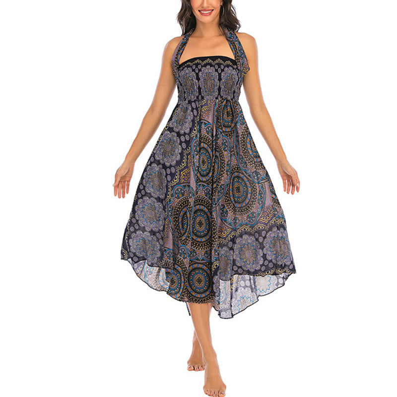 Robe jupe bohème à lacets motif fleur mandala style deux en un Foviel