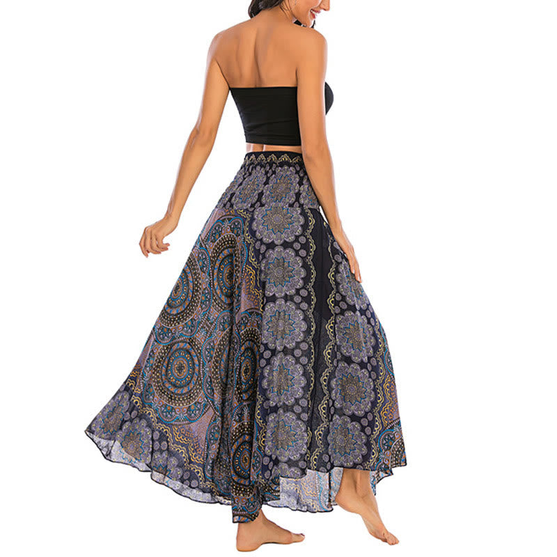 Robe jupe bohème à lacets motif fleur mandala style deux en un Foviel