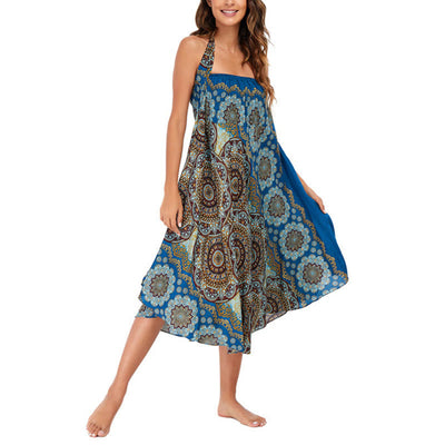 Robe jupe bohème à lacets motif fleur mandala style deux en un Foviel