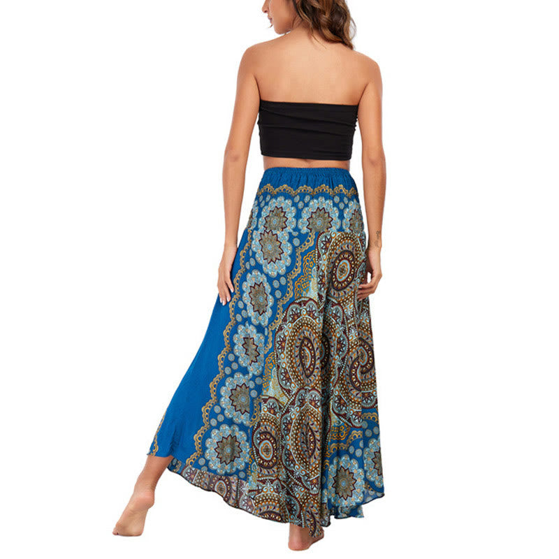 Robe jupe bohème à lacets motif fleur mandala style deux en un Foviel