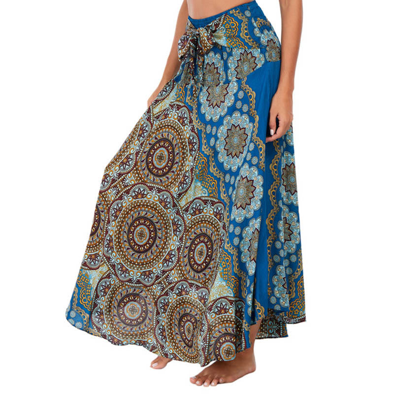 Robe jupe bohème à lacets motif fleur mandala style deux en un Foviel