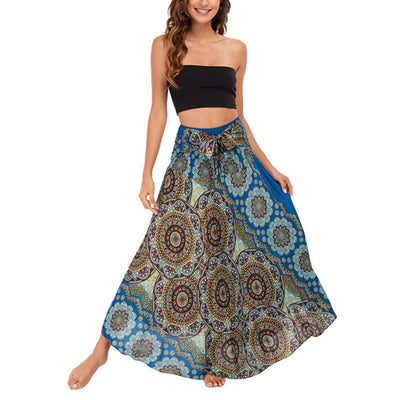 Robe jupe bohème à lacets motif fleur mandala style deux en un Foviel