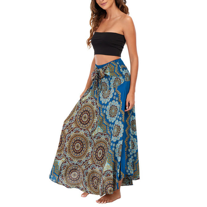 Robe jupe bohème à lacets motif fleur mandala style deux en un Foviel