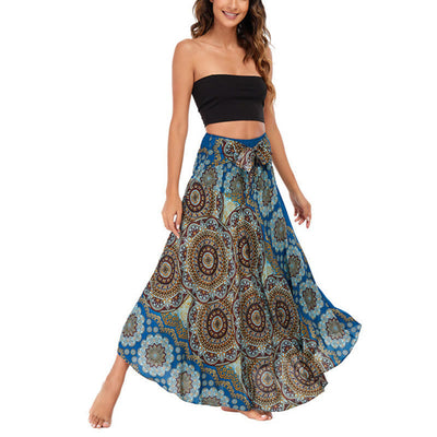 Robe jupe bohème à lacets motif fleur mandala style deux en un Foviel