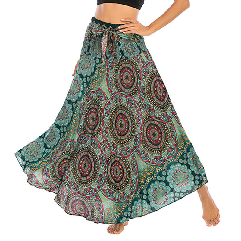 Robe jupe bohème à lacets motif fleur mandala style deux en un Foviel