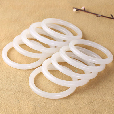 Bracelet jonc Foviel en jade naturel blanc et vert, symbole de chance et de prospérité