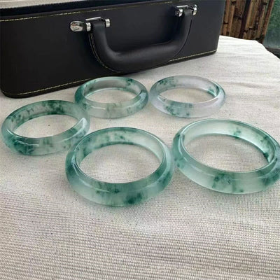 Foviel Natürliche Jade schwimmende Blume Glück Armband-Armreif