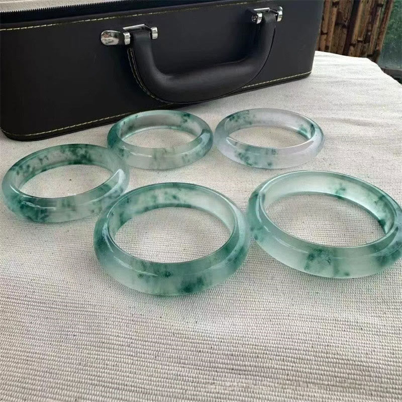 Foviel Natürliche Jade schwimmende Blume Glück Armband-Armreif