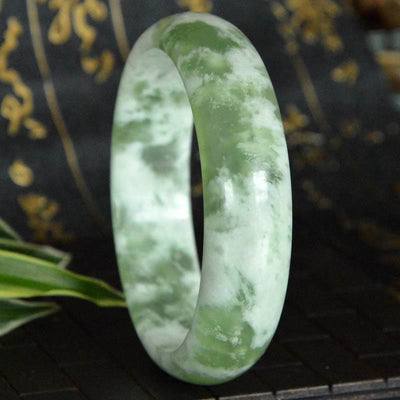 Foviel Natural Jade Luck Prosperity Bracelet Bangle