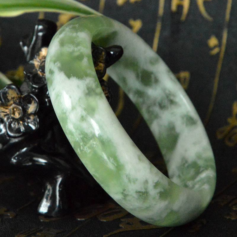 Foviel Natural Jade Luck Prosperity Bracelet Bangle